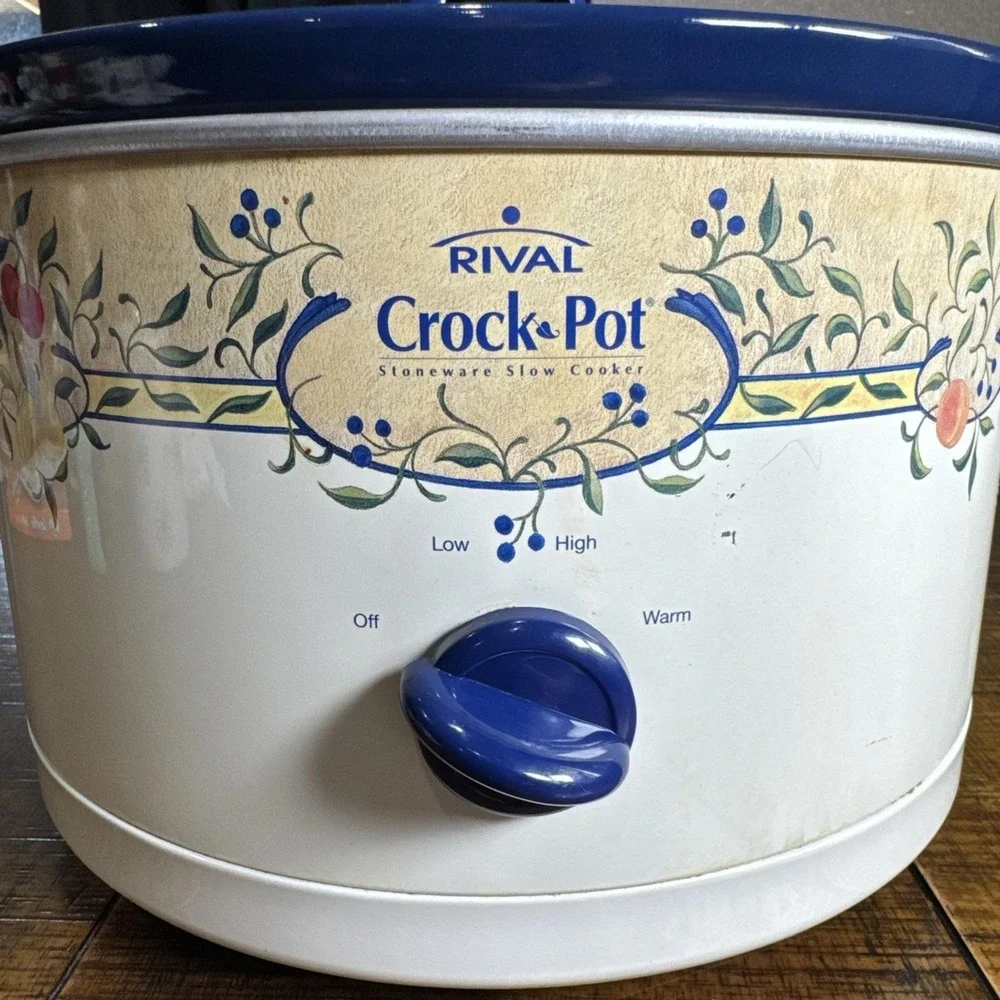 Rival Slow Cooker CrockPot Stoneware Summer Fruit Pattern 3355 5qt Model SCR509
